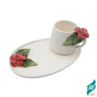 ماگ و زیرماگی سرامیکی ناز رز