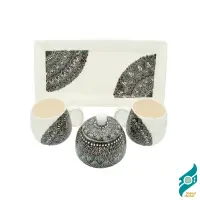 سرویس چای خوری دو نفره سرامیکی سبزء ترمه