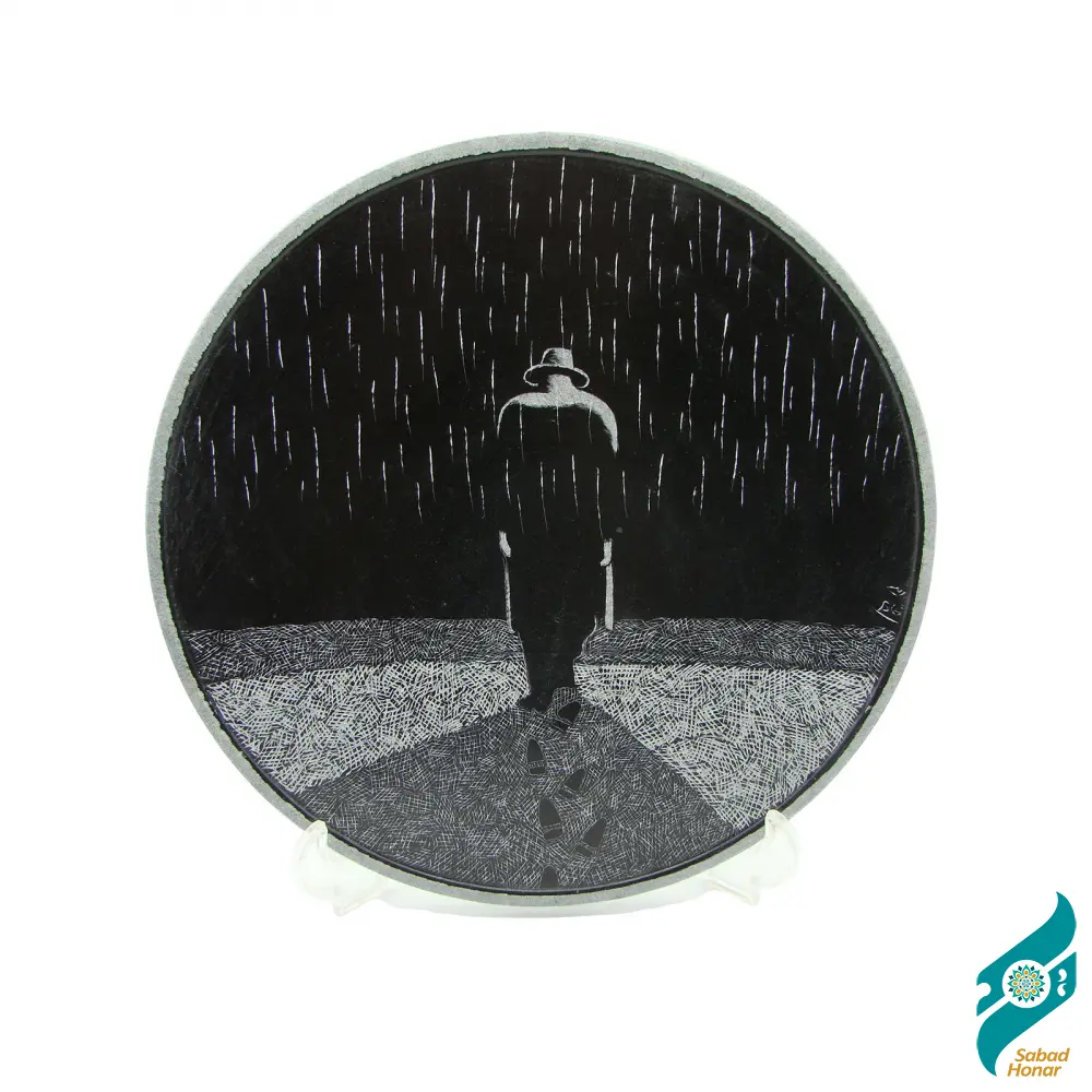 دیوارکوب سنگی قلمزنی شده شب بارانی